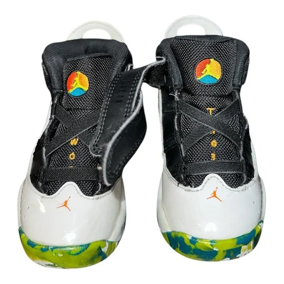 Jordan 6 rings toddler Black & White High-Top Sneakers Neon Accents size 9C - Picture 2 of 8